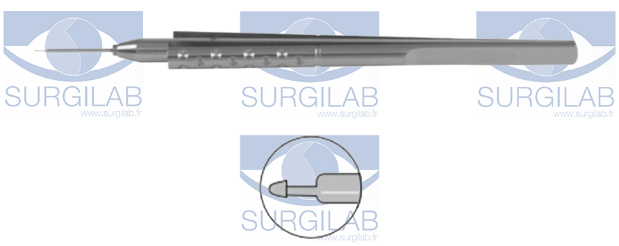 FUKASAKU micro trabeculectomy punch 0.6 mm diam head with bullet-shaped tip 0.3 x 0.6 mm cut